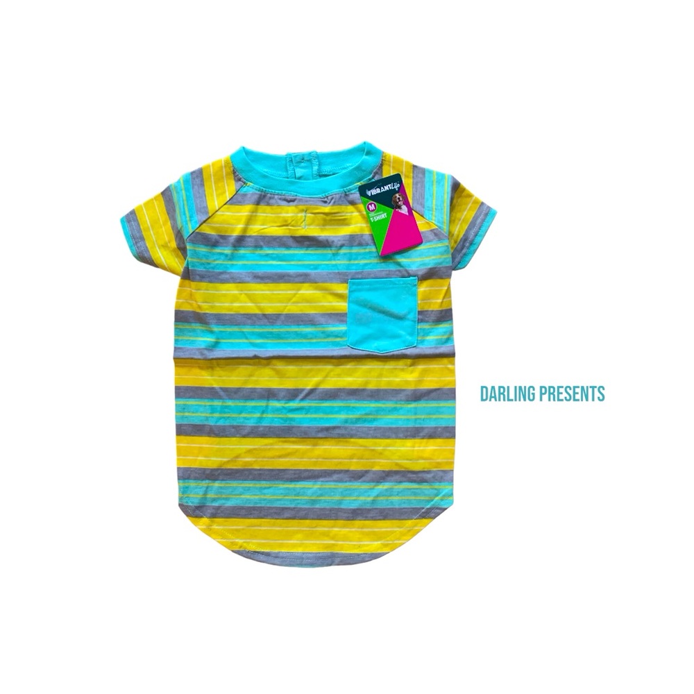 Vibrant Life Striped Dog Tee Shirt Color Multi Size M